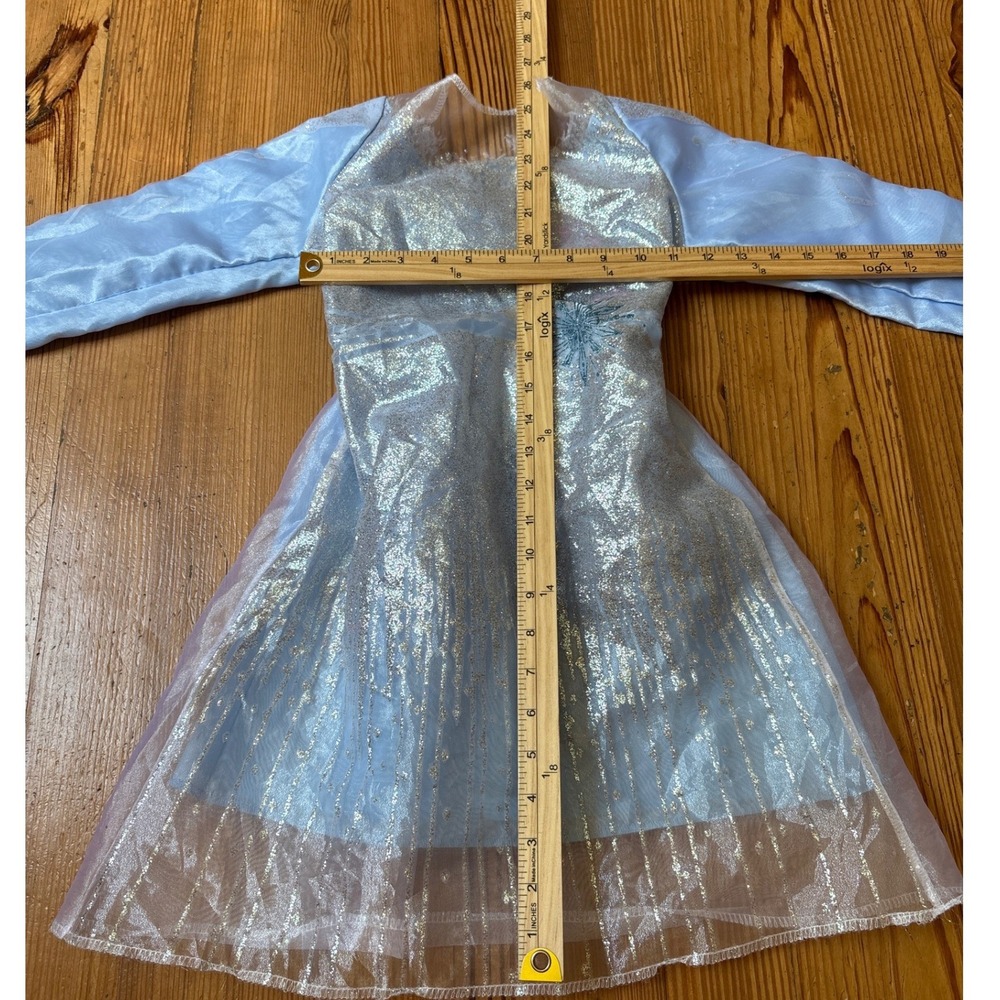 Disney Elsa Frozen Costume Girls Blue Light Up Sleeve Sparkle Dress SIZE 4-6X - Picture 3 of 6